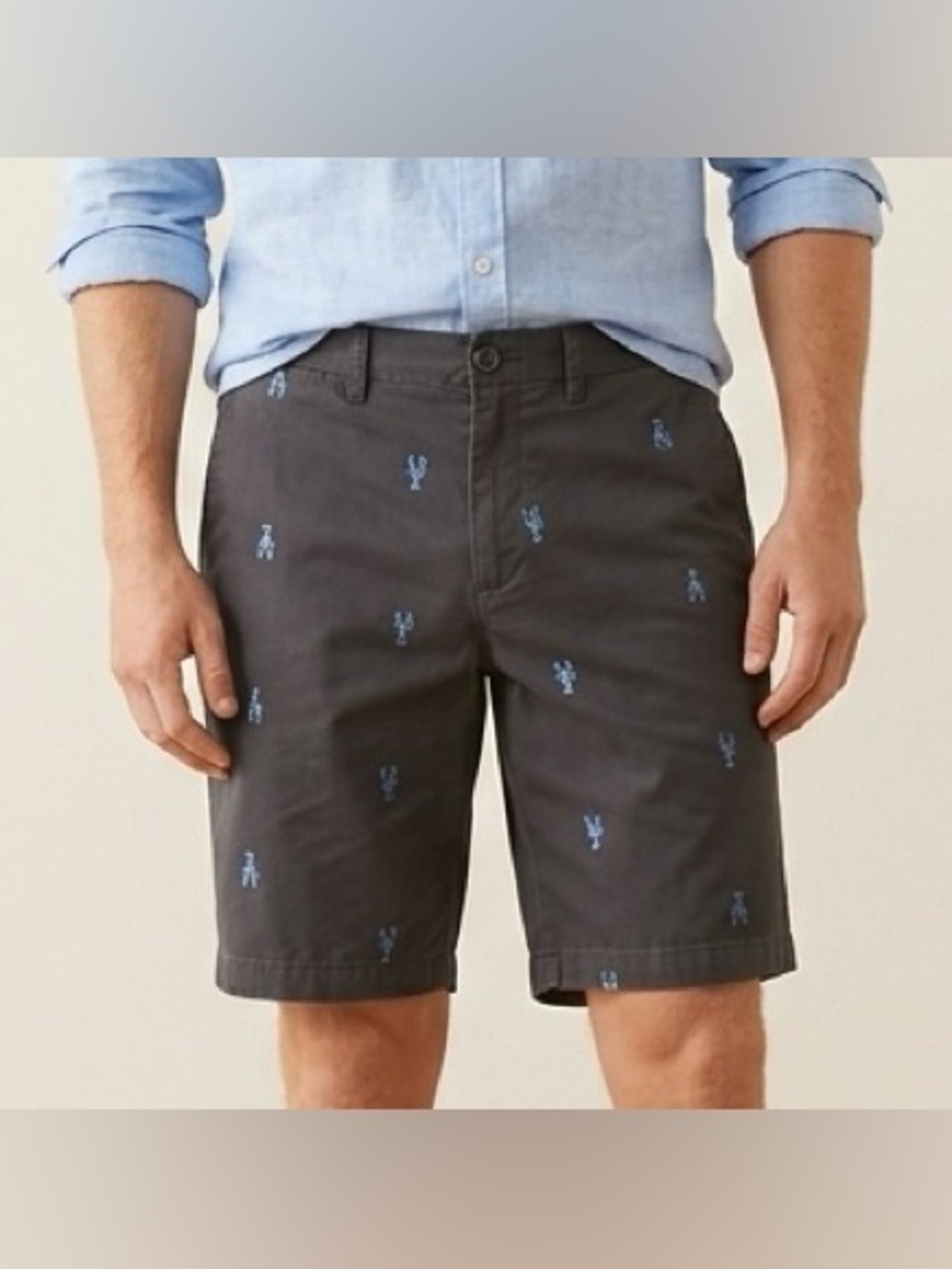 Old Navy Flat Front Lobster Embroidered Twill Shorts Mens Size 38